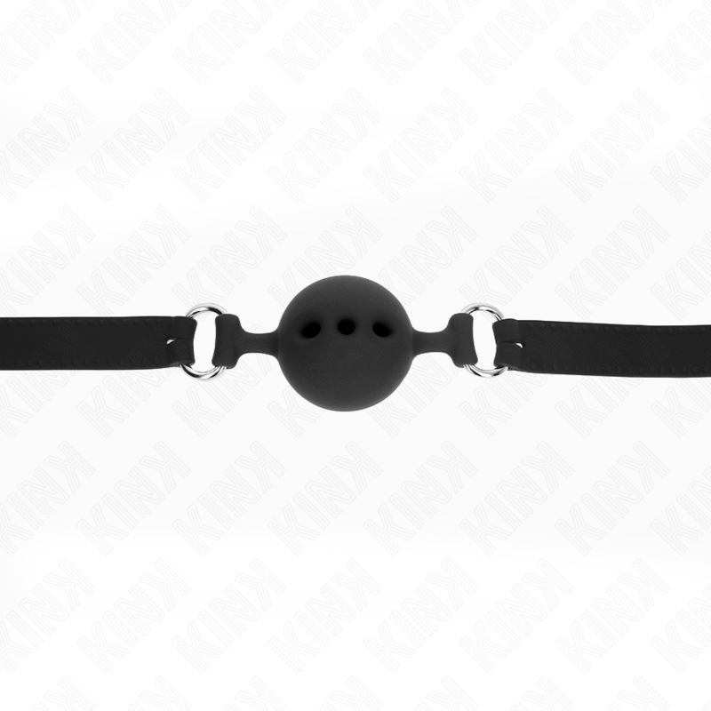 KINK - FULL SILICONE GAG 55 x 2 CM WITH 5 CM BALL SIZE L BLACK ADJUSTABLE 35-51 CM - 4
