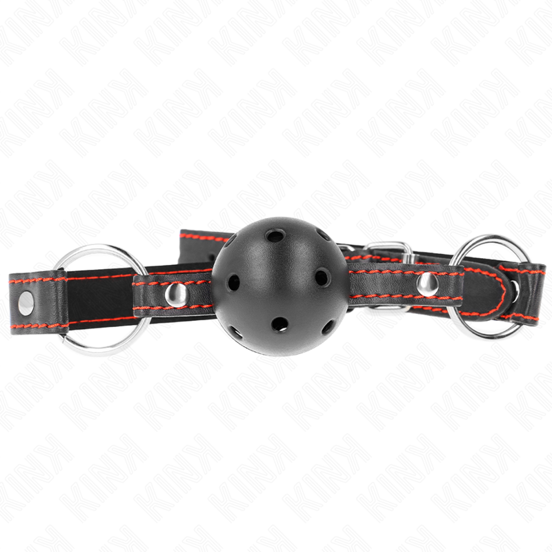 KINK - HOLLOW HARD BLACK BALL GAG MODEL 2 65 x 2.5 CM - 1