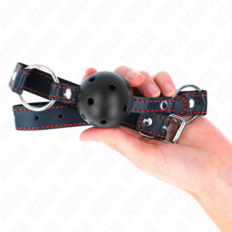 KINK - HOLLOW HARD BLACK BALL GAG MODEL 2 65 x 2.5 CM - 3