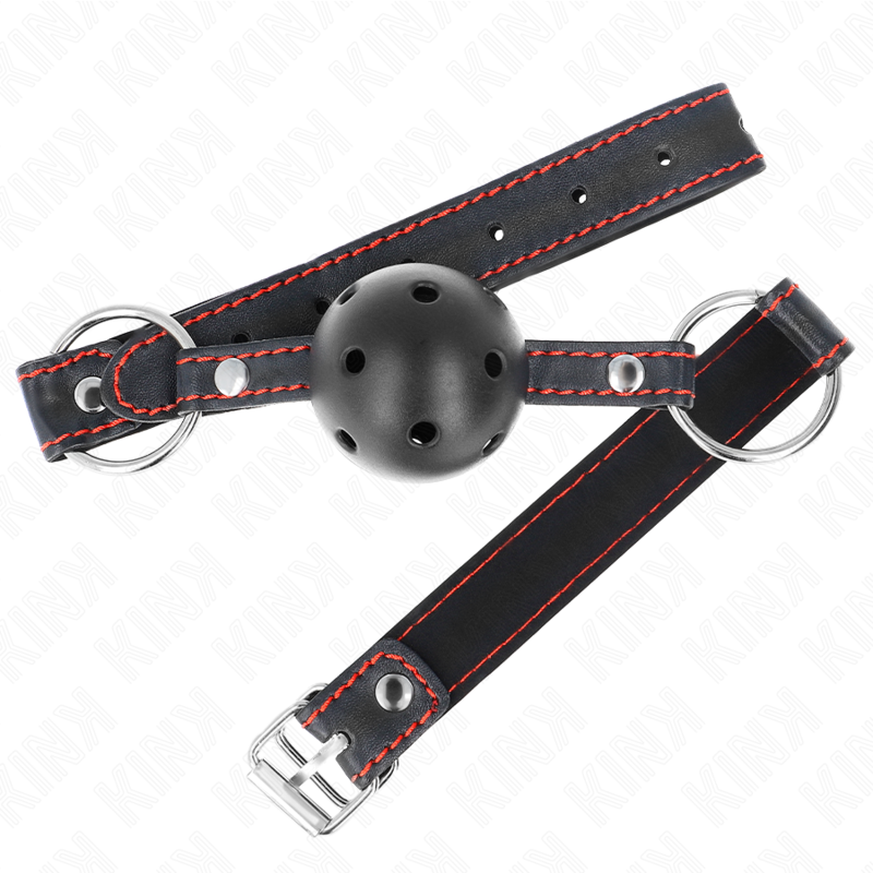 KINK - HOLLOW HARD BLACK BALL GAG MODEL 2 65 x 2.5 CM - 2