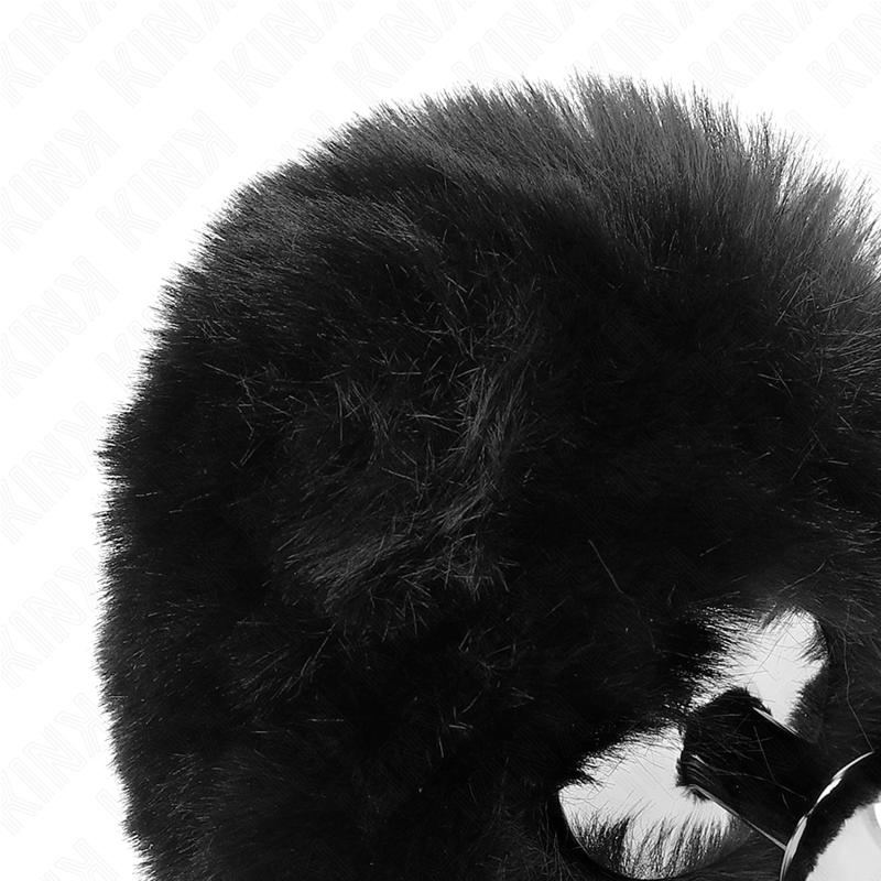KINK - STAINLESS STEEL PLUG 7 x 3 CM WITH BLACK FAUX FUR RABBIT TAIL 8 CM - 4