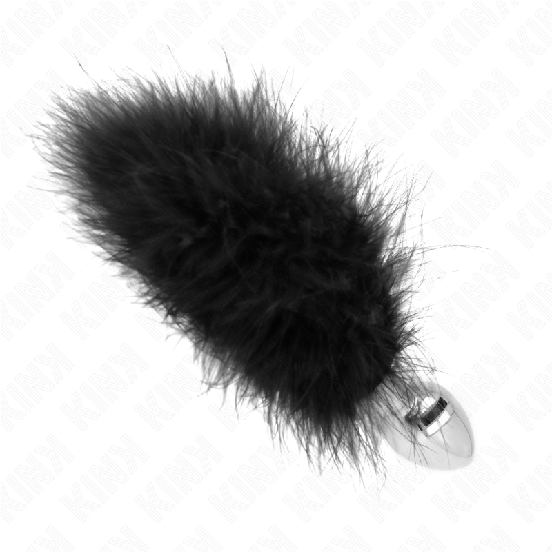 KINK - STAINLESS STEEL ANAL PLUG 11 x 7 CM WITH FEATHER 11 CM - 2