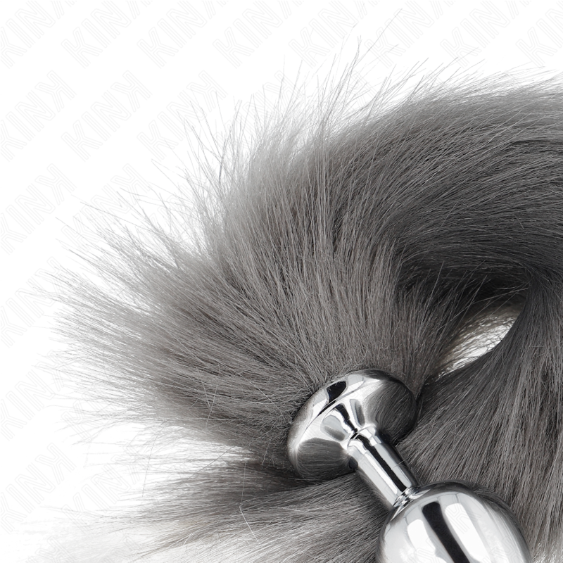 KINK - BUTT PLUG SIZE M 8 X 3.5 CM WITH SYNTHETIC TAIL 40 CM GREY AND WHITE