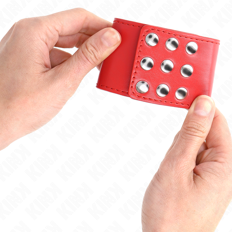 KINK - ATTACHES DE POIGNET AVEC FERMETURE À PRESSION ROUGE RÉGLABLE 19-24 CM X 5,5 CM