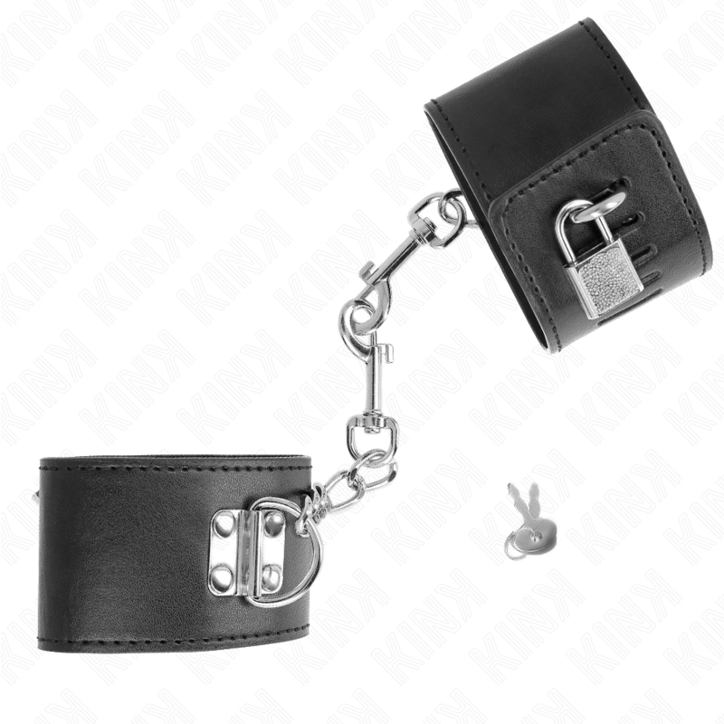 KINK - WRIST RESTRAINTS WITH PADLOCK CLOSURE BLACK ADJUSTABLE 16-23 CM X 5.5 CM - 2