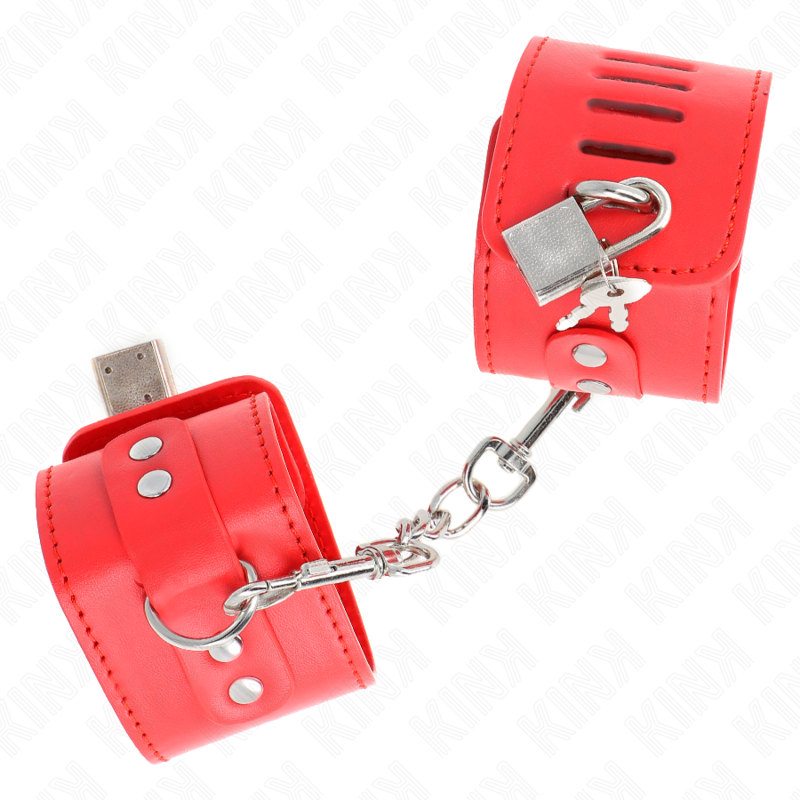 KINK - WRIST RESTRAINTS WITH PADLOCK CLOSURE RED ADJUSTABLE 16-23 CM X 5.5 CM - 2