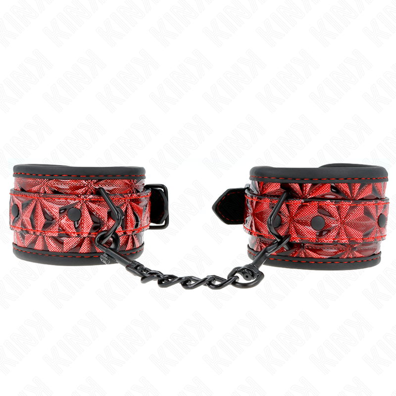 KINK - DIAMOND PATTERN WRIST RESTRAINTS DARK RED ADJUSTABLE 17-26 CM X 5.5 CM - 1