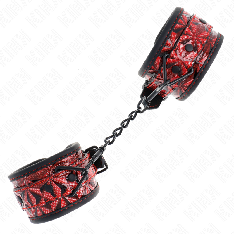 KINK - DIAMOND PATTERN WRIST RESTRAINTS DARK RED ADJUSTABLE 17-26 CM X 5.5 CM - 2