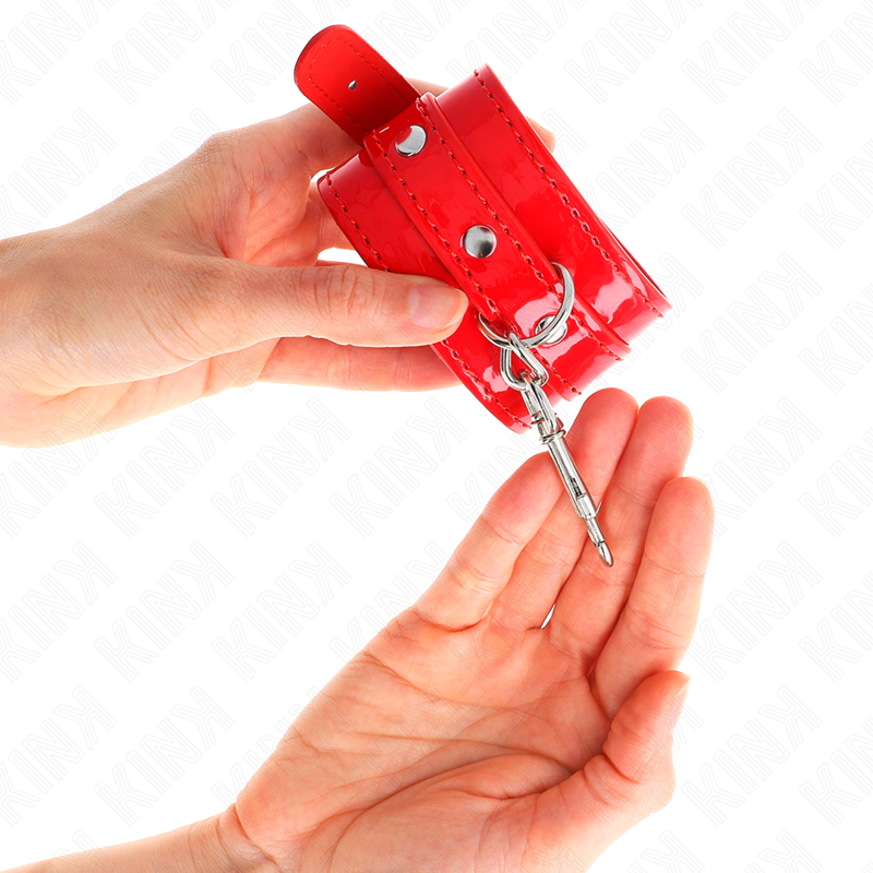 KINK - SHINY HAND CUFFS RED ADJUSTABLE 23-33 CM - 3