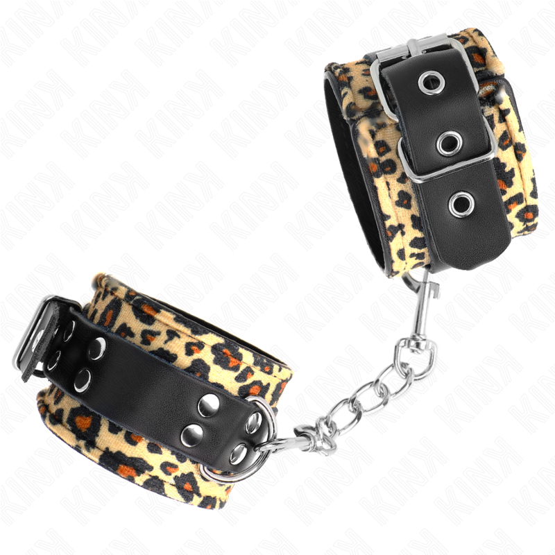 KINK - LEOPARD REAL LEATHER WRIST RESTRAINT ADJUSTABLE 18-29 CM X 5.5 CM - 2
