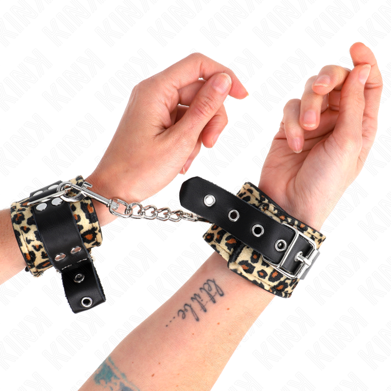 KINK - LEOPARD REAL LEATHER WRIST RESTRAINT ADJUSTABLE 18-29 CM X 5.5 CM - 4