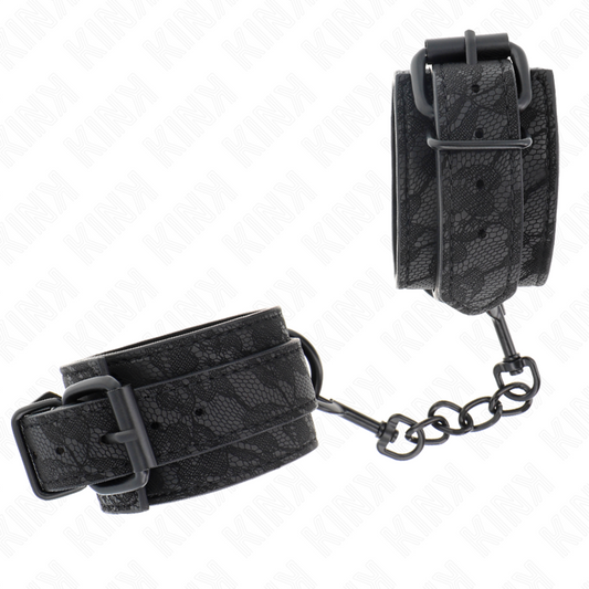 KINK - ADJUSTABLE DARK LACE CUFFS BLACK 19-26 CM