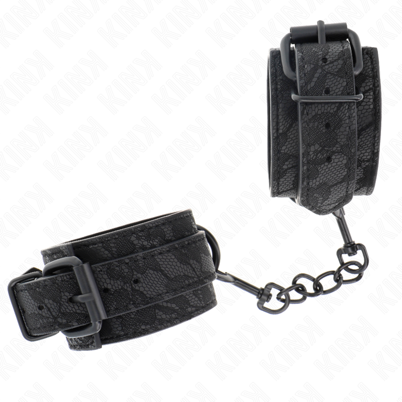 KINK - DARK LACE COVERED WRIST CUFFS ADJUSTABLE BLACK 19-26 CM - 2