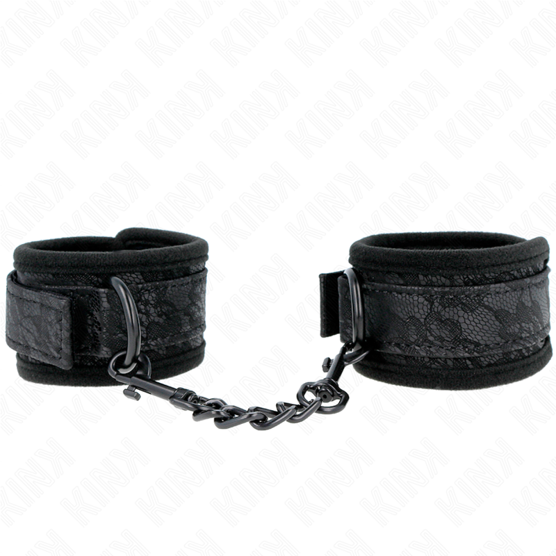 KINK - DARK LACE COVERED WRIST CUFFS NEOPRENE ADJUSTABLE BLACK 20-29 CM X 5 CM - 4