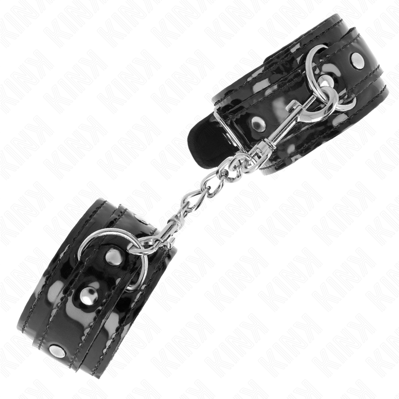 KINK - SHINY NEOPRENE WRIST CUFFS ADJUSTABLE 17-24 CM X 4.5 CM - 1