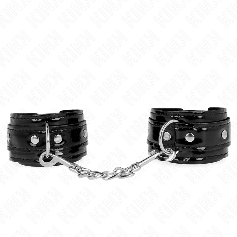 KINK - SHINY NEOPRENE WRIST CUFFS ADJUSTABLE 17-24 CM X 4.5 CM - 4