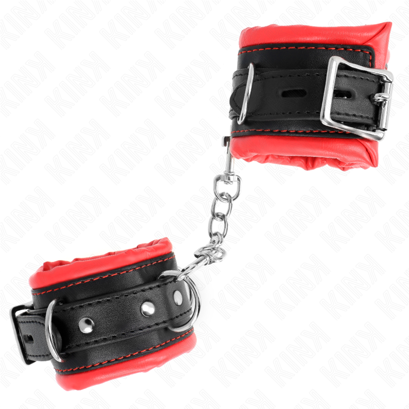 KINK - HEAVY WRIST RESTRAINTS WITH RED FUR LINED ADJUSTABLE 20-30 CM X 6 CM - 2