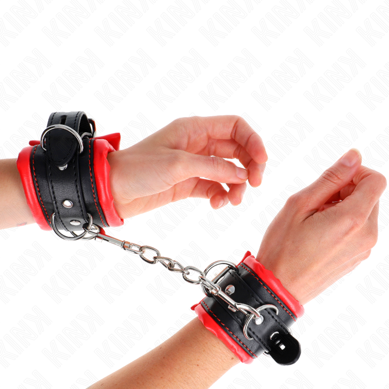 KINK - HEAVY WRIST RESTRAINTS WITH RED FUR LINED ADJUSTABLE 20-30 CM X 6 CM - 4