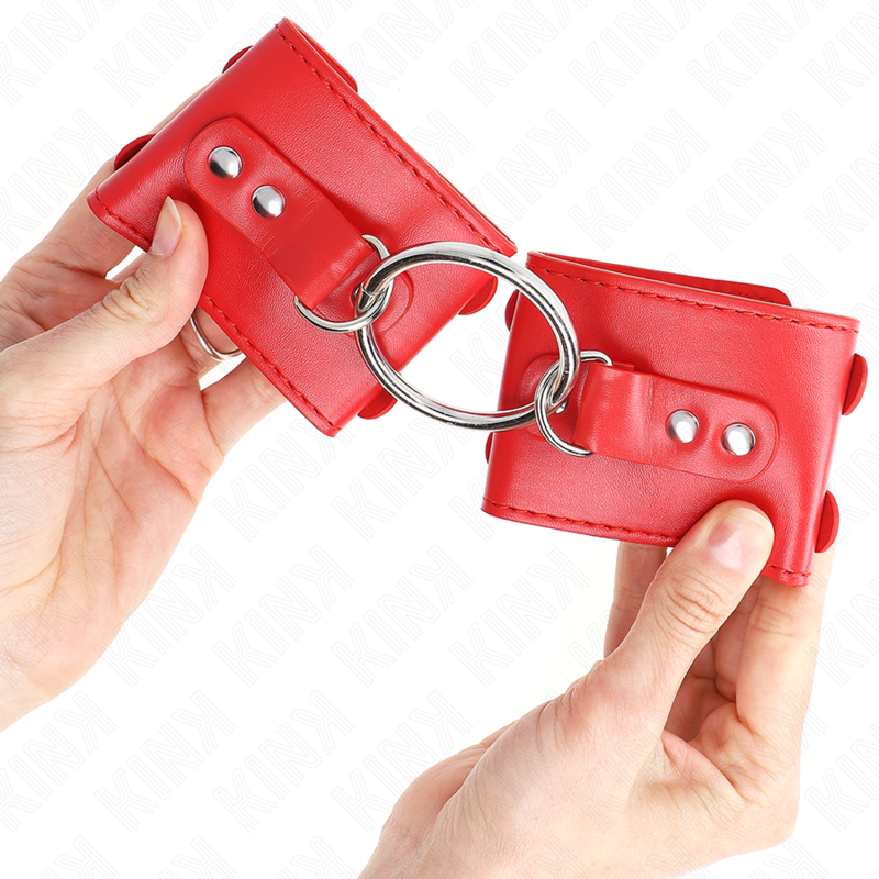 KINK - FIXED WRIST RESTRAINTS WITH RING AND STUDS ADJUSTABLE RED 17-22 CM X 6.5 CM - 3