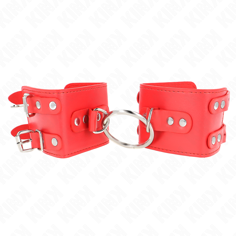 KINK - FIXED WRIST RESTRAINTS WITH RING AND STUDS ADJUSTABLE RED 17-22 CM X 6.5 CM - 4