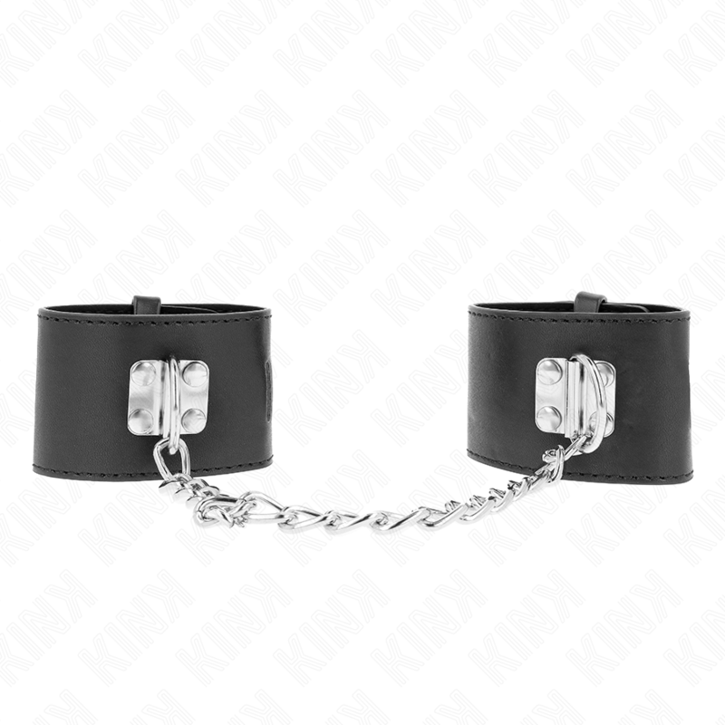 KINK - FIXED WRIST RESTRAINTS WITH CHAIN 30 CM AND PADLOCK CLOSURE BLACK ADJUSTABLE 16-23 CM X 5.5 CM - 2