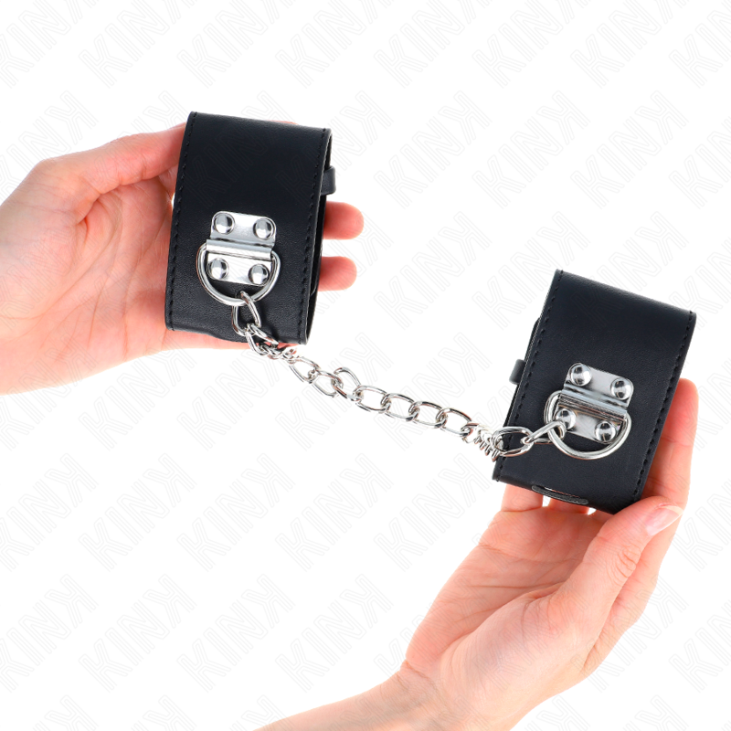 KINK - FIXED WRIST RESTRAINTS WITH CHAIN 30 CM AND PADLOCK CLOSURE BLACK ADJUSTABLE 16-23 CM X 5.5 CM - 4