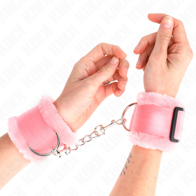 KINK - FURRY LINED WRIST RESTRAINTS PINK ADJUSTABLE 17-31 CM X 7 CM - 4
