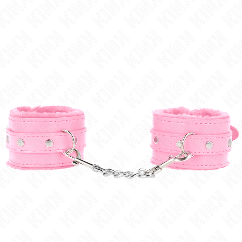 KINK - PREMIUM FUR LINED WRIST RESTRAINTS PINK WITH PINK BELT ADJUSTABLE 17-29 CM X 6 CM - 1
