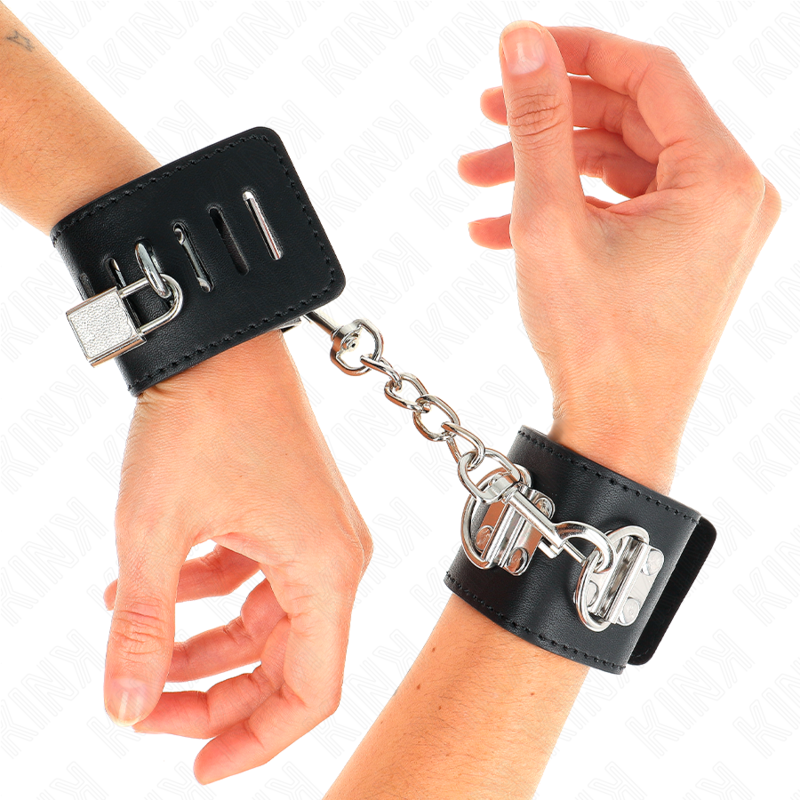 KINK - MULTIPOSITION WRIST RESTRAINTS WITH PADLOCK CLOSURE BLACK ADJUSTABLE 16-23 CM X 5.5 CM - 4
