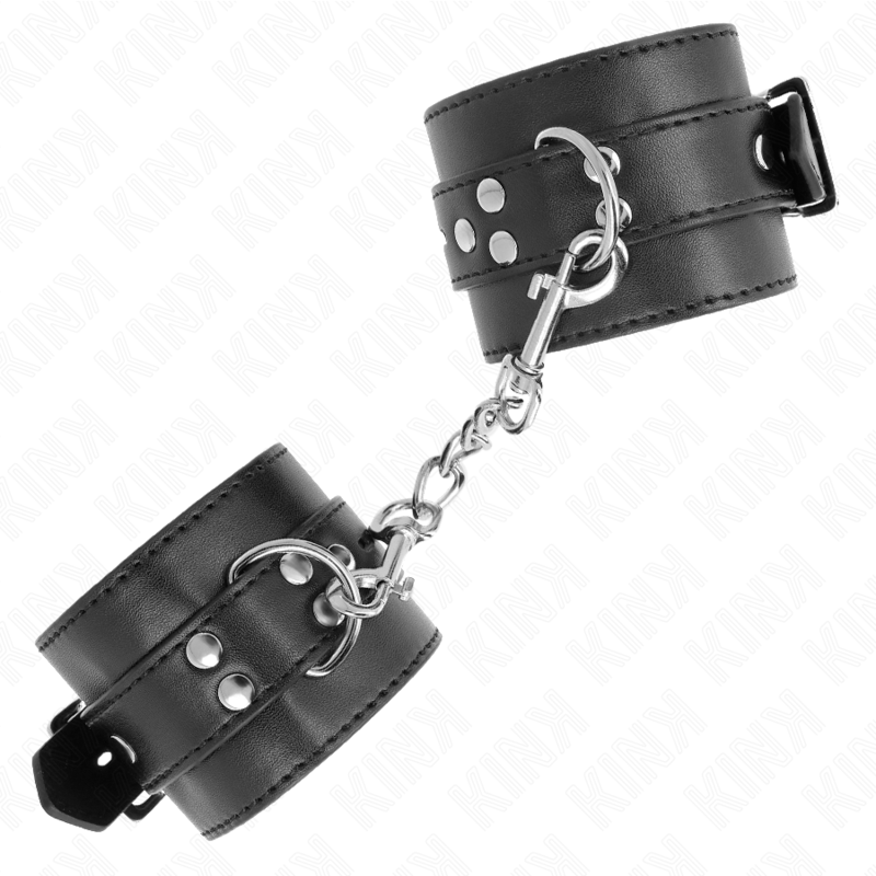 KINK - WRIST RESTRAINTS BLACK WITH BLACK BELT ADJUSTABLE 17-28 CM X 6 CM - 2