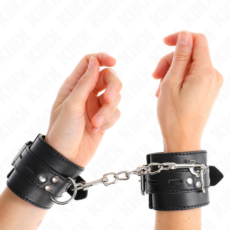 KINK - WRIST RESTRAINTS BLACK WITH BLACK BELT ADJUSTABLE 17-28 CM X 6 CM - 4