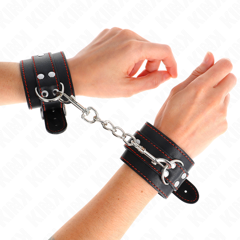 KINK - WRIST RESTRAINTS BLACK WITH RED LINING ADJUSTABLE 20-28 CM X 5.5 CM - 3