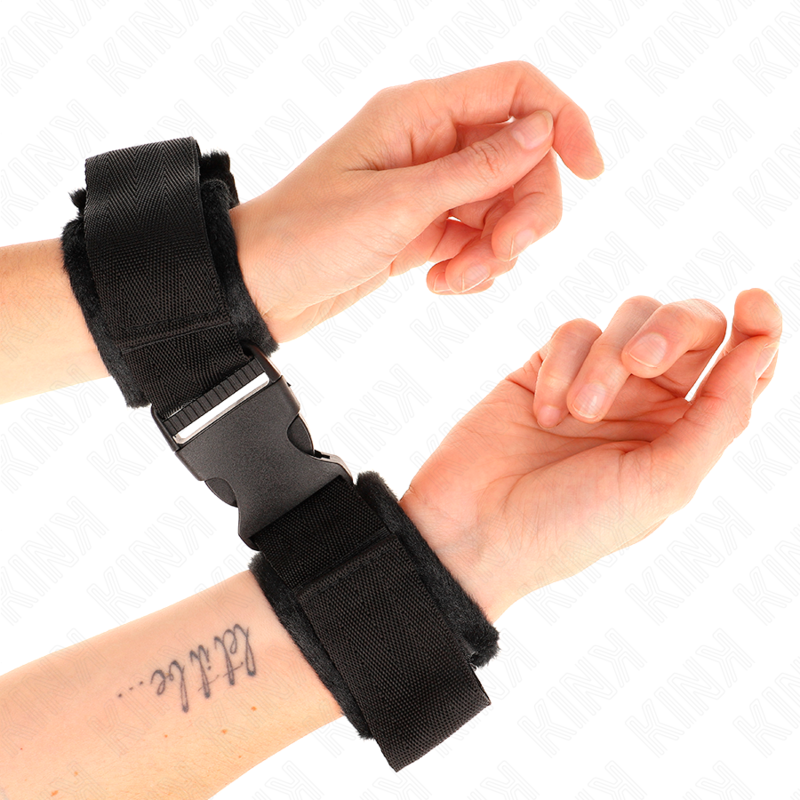KINK - NYLON BIND HOOK&LOOP WRIST RESTRAINTS RED-BLACK MODEL 1 AJDUSTABLE 25-35 CM X 6 CM - 4