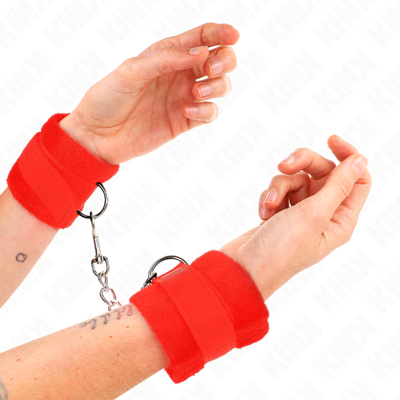 KINK - BEGINNER FUR HAND CUFFS RED 30 X 7 CM - 4