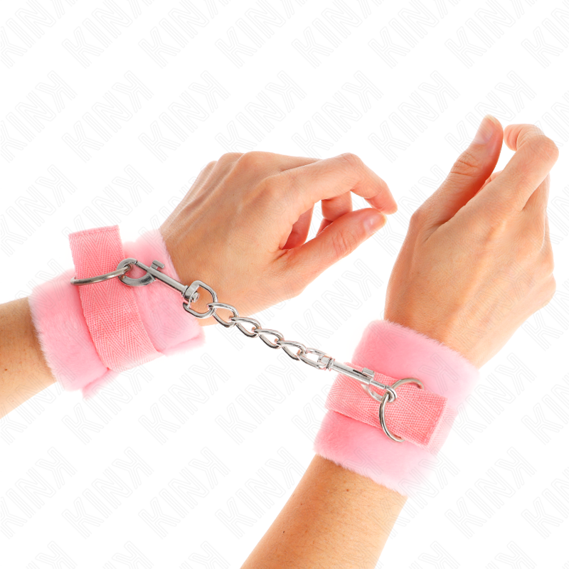 KINK - BEGINNER FUR HAND CUFFS PINK 30 X 7 CM - 4