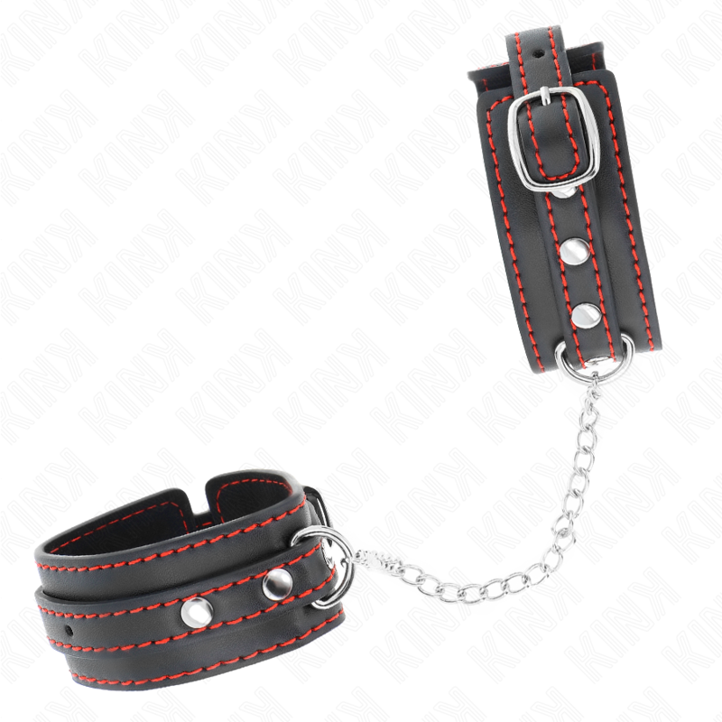 KINK - SMALL WRIST RESTRAINTS BLACK WITH RED LINING ADJUSTABLE 14-24 CM X 3.5 CM - 2