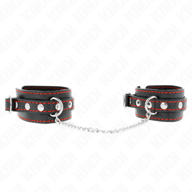 KINK - SMALL WRIST RESTRAINTS BLACK WITH RED LINING ADJUSTABLE 14-24 CM X 3.5 CM - 4