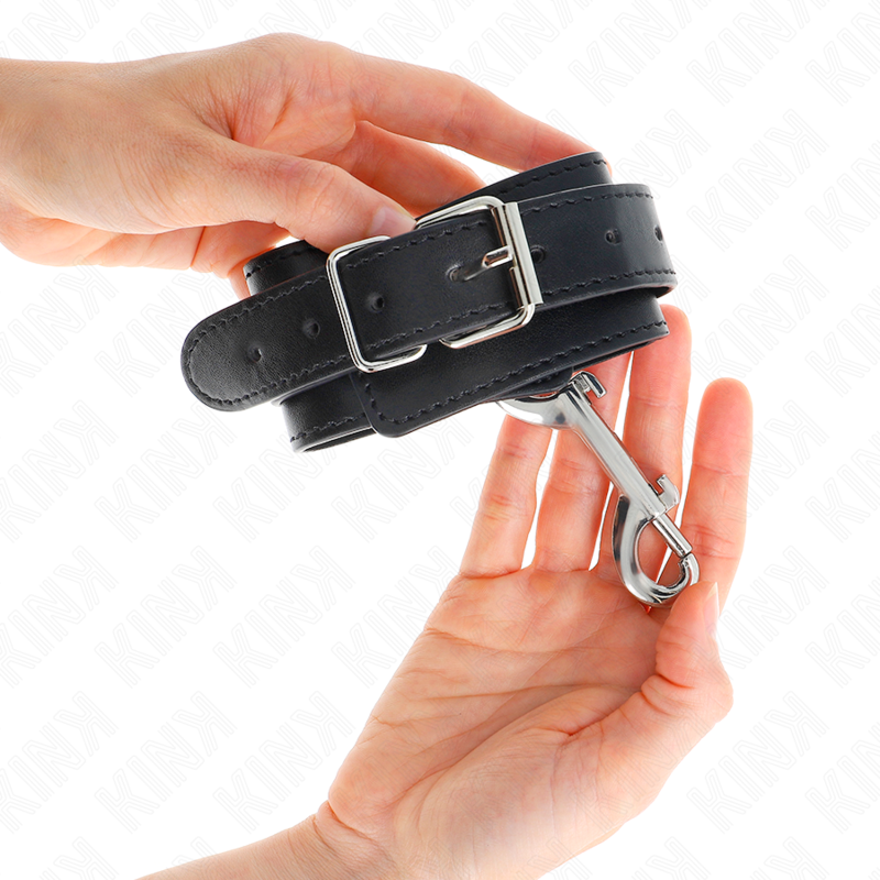 KINK - WRIST RESTRAINTS-SINGLE RIVET ROW AND BIG BUCKLE BLACK ADJUSTABLE 17-28 CM X 5 CM - 3