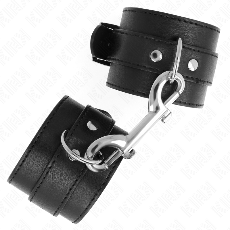 KINK - WRIST RESTRAINTS-SINGLE RIVET ROW AND BIG BUCKLE BLACK ADJUSTABLE 17-28 CM X 5 CM - 2