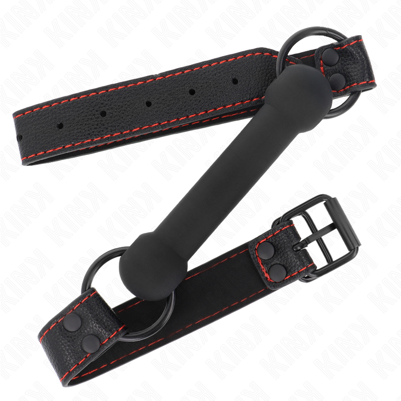 KINK - BONE GAG WITH ADJUSTABLE BLACK FAUX LEATHER STRAP 41-57 CM