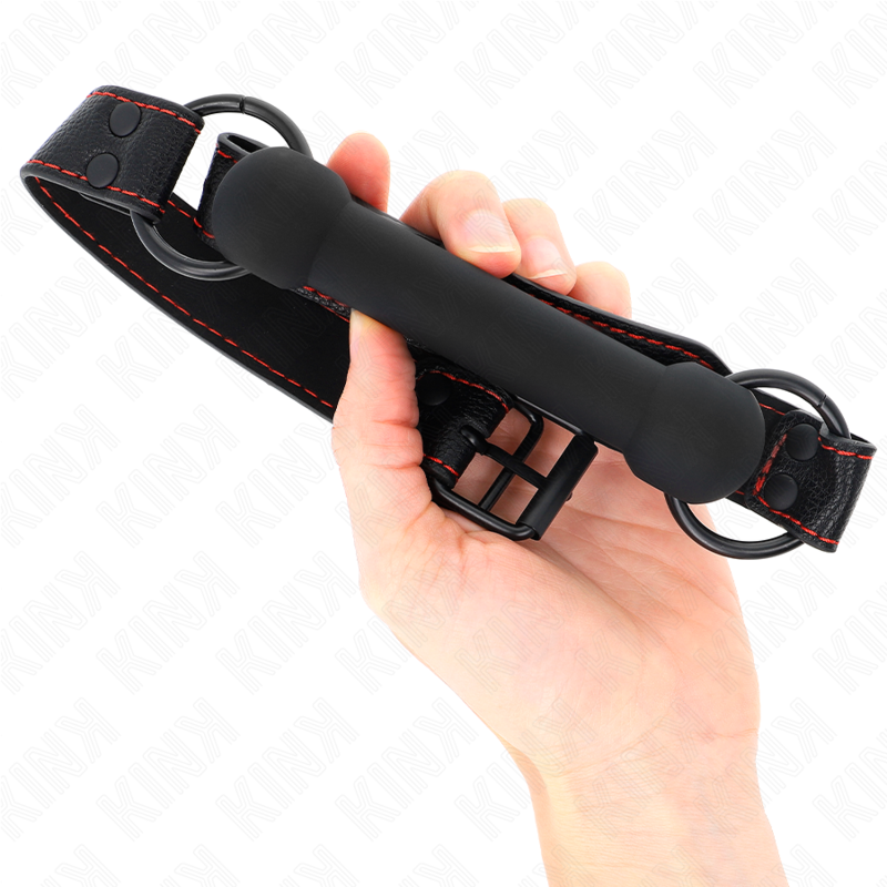 KINK - BONE GAG WITH ADJUSTABLE BLACK FAUX LEATHER STRAP 41-57 CM