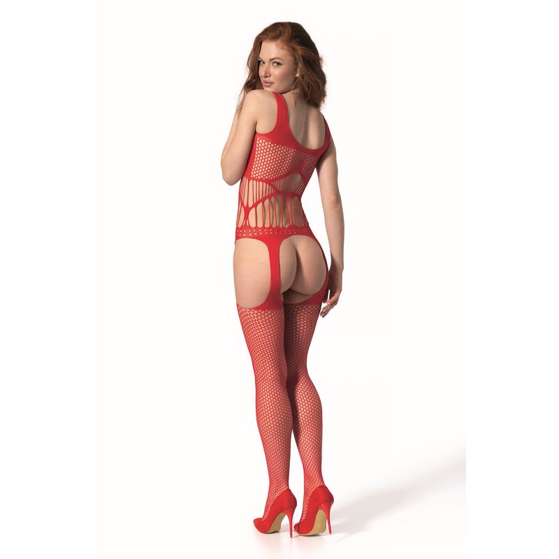 PASSION - BS 106 BODYSTOCKING RED ONE SIZE - 2