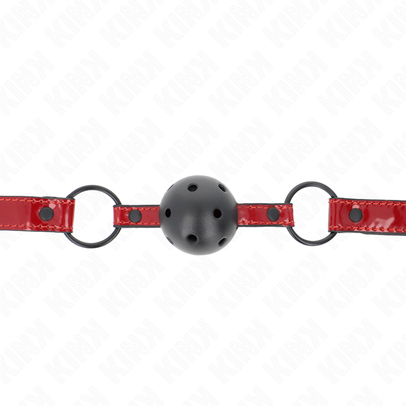 KINK - Boule en similicuir brillant 4,5 cm, bâillon 63,5 x 2 cm, réglable 41 x 59 cm