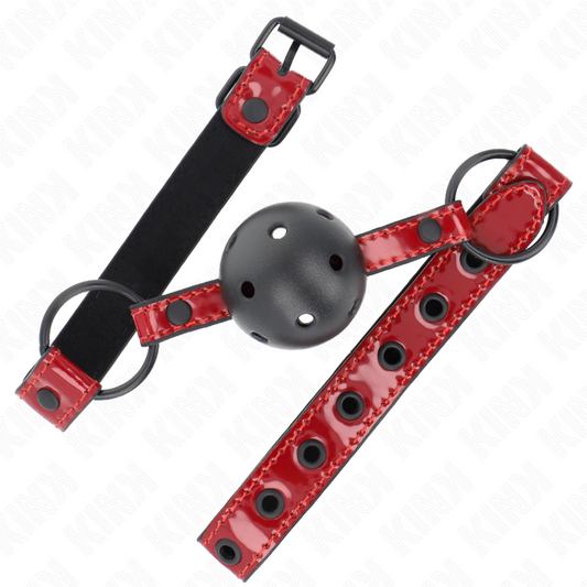 KINK - Boule en similicuir brillant 4,5 cm, bâillon 63,5 x 2 cm, réglable 41 x 59 cm