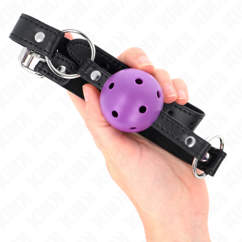KINK - BÂILLON À BOULE VIOLETTE CREUSE ET DURE 4,5 CM 63,5 X 2 CM