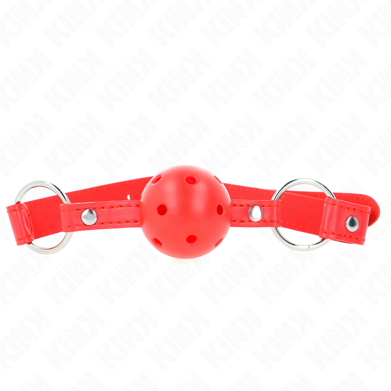 KINK - BREATHABLE BALL 4 CM GAG WITH DOUBLE RIVET MODEL 1 RED 62.5 x 2.5 CM ADJUSTABLE 42-58 CM - 3