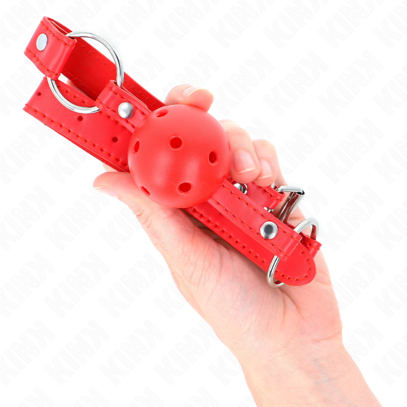 KINK - BREATHABLE BALL 4 CM GAG WITH DOUBLE RIVET MODEL 1 RED 62.5 x 2.5 CM ADJUSTABLE 42-58 CM - 4