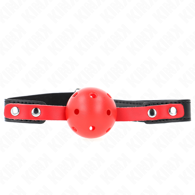 KINK - RED HOLLOW HARD BALL 4 CM GAG BLACK STRAP 60 x 2 CM ADJUSTABLE 37-52 CM - 2