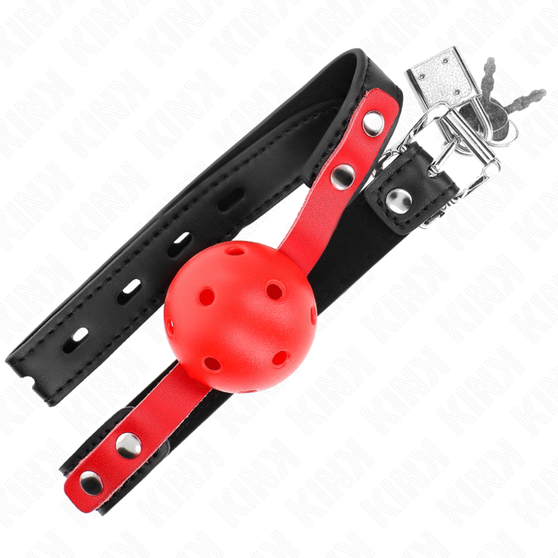 KINK - RED HOLLOW HARD BALL 4 CM GAG BLACK STRAP 60 x 2 CM ADJUSTABLE 37-52 CM - 4