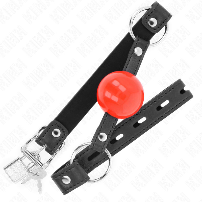 KINK - BALL 4 CM GAG WITH LOCK RED BALL BLACK STRAP 60 x 2 CM - 2